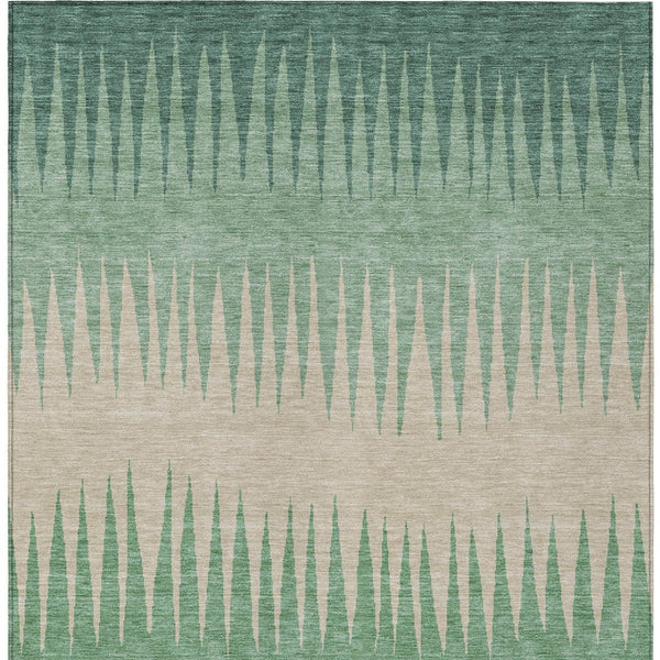 Homeroots 3' Artichoke Green Beige Brown Striped Washable Rug - Perfect For Indoor And Outdoor Spaces 8' X 10' Polyester 592260