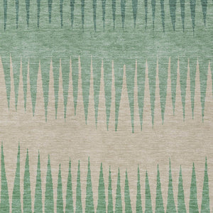 Homeroots 3' Artichoke Green Beige Brown Striped Washable Rug - Perfect For Indoor And Outdoor Spaces 8' X 10' Polyester 592260