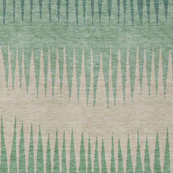 Homeroots 3' Artichoke Green Beige Brown Striped Washable Rug - Perfect For Indoor And Outdoor Spaces 8' X 10' Polyester 592260