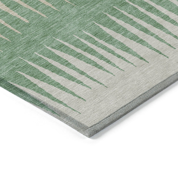 Homeroots 3' Artichoke Green Beige Brown Striped Washable Rug - Perfect For Indoor And Outdoor Spaces 9' X 12' Polyester 592261