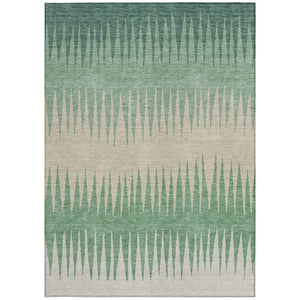 Homeroots 3' Artichoke Green Beige Brown Striped Washable Rug - Perfect For Indoor And Outdoor Spaces 10' X 14' Polyester 592262