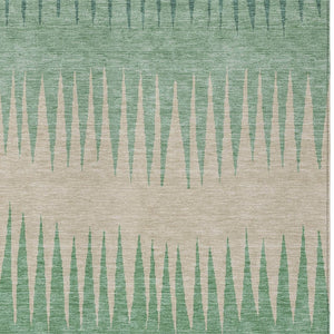 Homeroots 3' Artichoke Green Beige Brown Striped Washable Rug - Perfect For Indoor And Outdoor Spaces 10' X 14' Polyester 592262