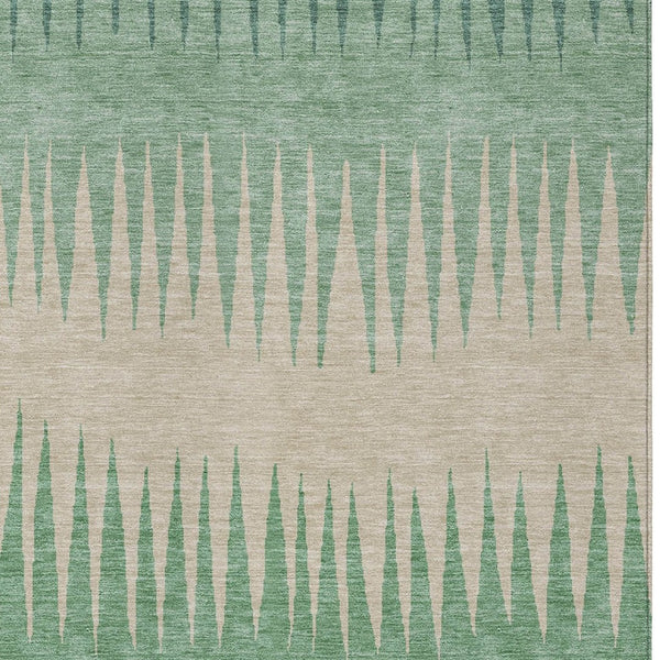 Homeroots 3' Artichoke Green Beige Brown Striped Washable Rug - Perfect For Indoor And Outdoor Spaces 10' X 14' Polyester 592262