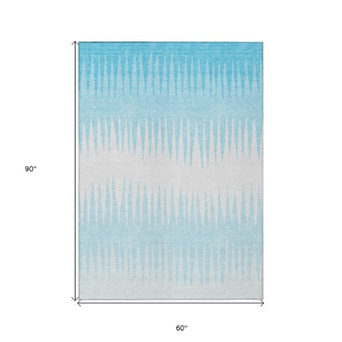 Homeroots 3' Artichoke Green Beige Brown Striped Washable Rug - Perfect For Indoor And Outdoor Spaces 5' X 8' Polyester 592264