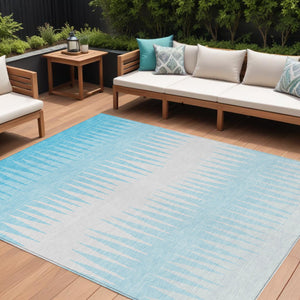 Homeroots 3' Artichoke Green Beige Brown Striped Washable Rug - Perfect For Indoor And Outdoor Spaces 9' X 12' Polyester 592267