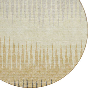 Homeroots 3' Artichoke Green Beige Brown Striped Washable Rug - Perfect For Indoor And Outdoor Spaces 8' Round Polyester 592271