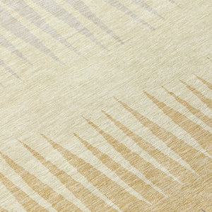 Homeroots 3' Artichoke Green Beige Brown Striped Washable Rug - Perfect For Indoor And Outdoor Spaces 8' Round Polyester 592271