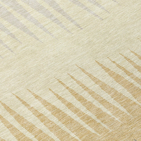 Homeroots 3' Artichoke Green Beige Brown Striped Washable Rug - Perfect For Indoor And Outdoor Spaces 8' Round Polyester 592271