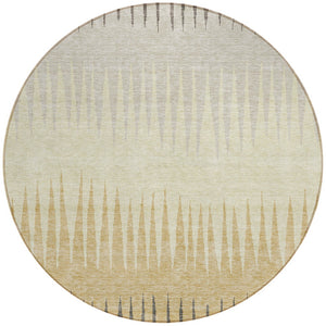 Homeroots 3' Artichoke Green Beige Brown Striped Washable Rug - Perfect For Indoor And Outdoor Spaces 8' Round Polyester 592271