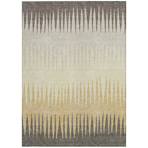 Homeroots 3' Artichoke Green Beige Brown Striped Washable Rug - Perfect For Indoor And Outdoor Spaces 8' X 10' Polyester 592272