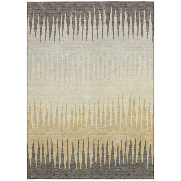 Homeroots 3' Artichoke Green Beige Brown Striped Washable Rug - Perfect For Indoor And Outdoor Spaces 8' X 10' Polyester 592272