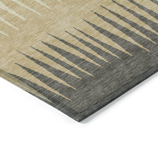 Homeroots 3' Artichoke Green Beige Brown Striped Washable Rug - Perfect For Indoor And Outdoor Spaces 10' X 14' Polyester 592274