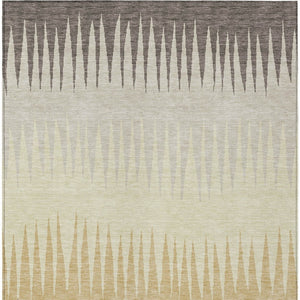 Homeroots 3' Artichoke Green Beige Brown Striped Washable Rug - Perfect For Indoor And Outdoor Spaces 10' X 14' Polyester 592274