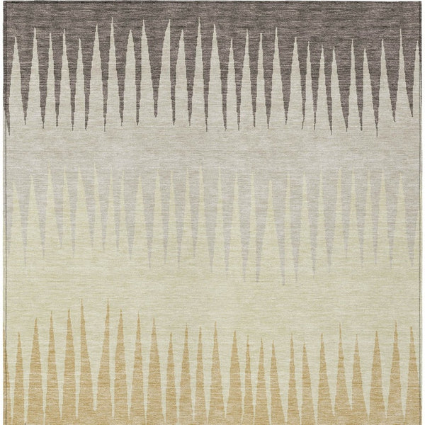 Homeroots 3' Artichoke Green Beige Brown Striped Washable Rug - Perfect For Indoor And Outdoor Spaces 10' X 14' Polyester 592274