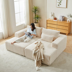 English Elm 87" Oversized Sectional Lounge Chaise - Plush Corduroy, No Assembly, Reclining Sofa Bed For Cozy Spaces W834S00320