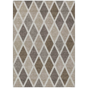 HomeRoots 9' Stylish Beige Gray Brown Geometric Area Rug – Durable, Washable, Indoor/Outdoor Essential for Any Space 9' X 12' 592285