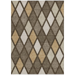 Homeroots 3' Stylish Artichoke Green Beige Ivory Geometric Washable Area Rug For Indoor And Outdoor Use 8' X 10' Polyester 592296