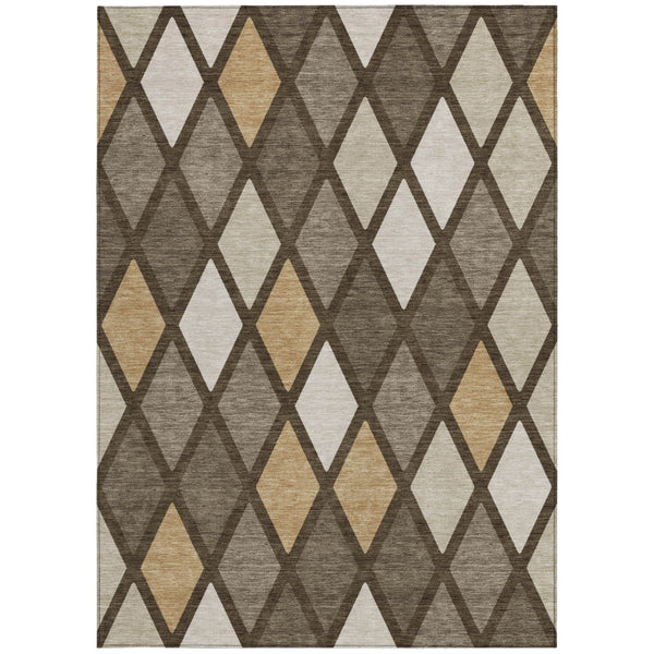 Homeroots 3' Stylish Artichoke Green Beige Ivory Geometric Washable Area Rug For Indoor And Outdoor Use 9' X 12' Polyester 592297