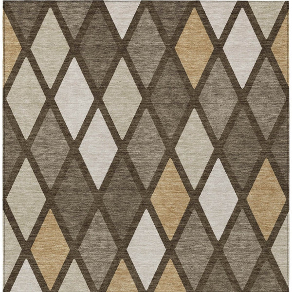 Homeroots 3' Stylish Artichoke Green Beige Ivory Geometric Washable Area Rug For Indoor And Outdoor Use 9' X 12' Polyester 592297