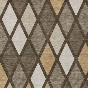 Homeroots 3' Stylish Artichoke Green Beige Ivory Geometric Washable Area Rug For Indoor And Outdoor Use 10' X 14' Polyester 592298