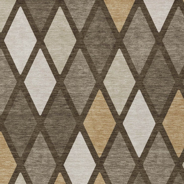 Homeroots 3' Stylish Artichoke Green Beige Ivory Geometric Washable Area Rug For Indoor And Outdoor Use 10' X 14' Polyester 592298