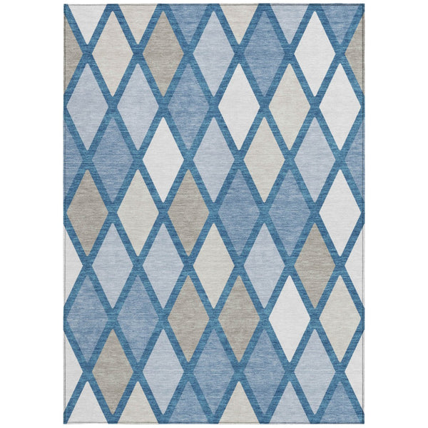 Homeroots 3' Stylish Artichoke Green Beige Ivory Geometric Washable Area Rug For Indoor And Outdoor Use 9' X 12' Polyester 592303