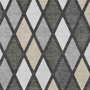 Homeroots 3' Stylish Artichoke Green Beige Ivory Geometric Washable Area Rug For Indoor And Outdoor Use 5' X 8' Polyester 592306