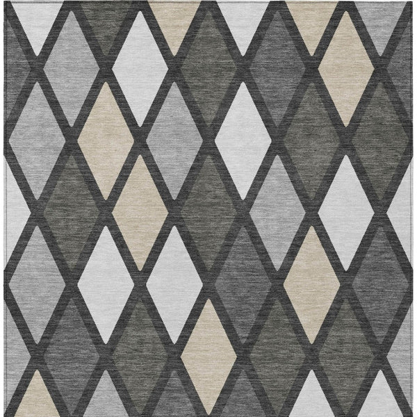 Homeroots 3' Stylish Artichoke Green Beige Ivory Geometric Washable Area Rug For Indoor And Outdoor Use 9' X 12' Polyester 592309