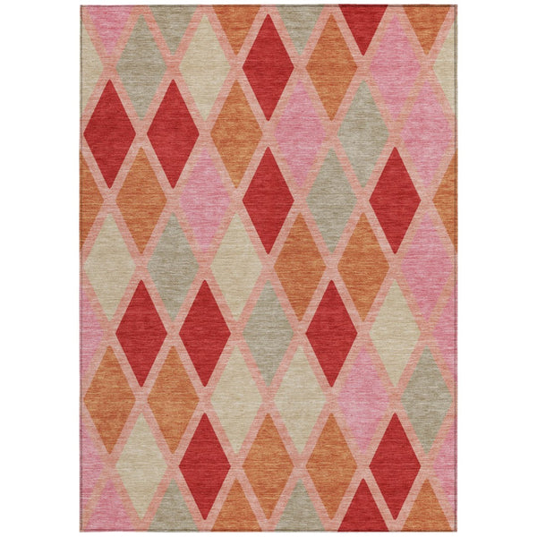 Homeroots 3' Stylish Artichoke Green Beige Ivory Geometric Washable Area Rug For Indoor And Outdoor Use 3' X 5' Polyester 592329