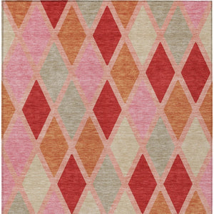 Homeroots 3' Stylish Artichoke Green Beige Ivory Geometric Washable Area Rug For Indoor And Outdoor Use 3' X 5' Polyester 592329