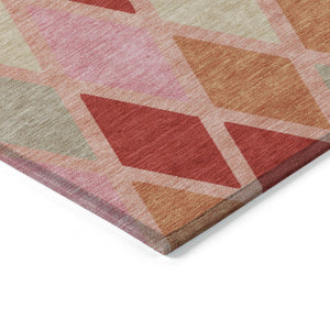 Homeroots 3' Stylish Artichoke Green Beige Ivory Geometric Washable Area Rug For Indoor And Outdoor Use 5' X 8' Polyester 592330