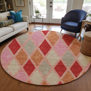 Homeroots 3' Stylish Artichoke Green Beige Ivory Geometric Washable Area Rug For Indoor And Outdoor Use 8' Round Polyester 592331