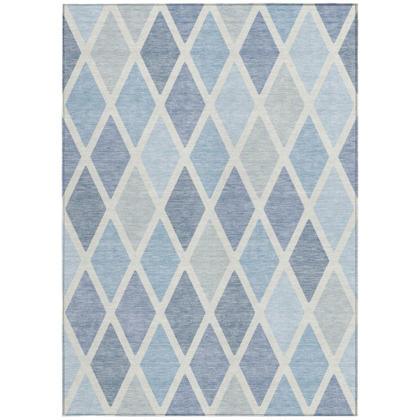 Homeroots 3' Stylish Artichoke Green Beige Ivory Geometric Washable Area Rug For Indoor And Outdoor Use 5' X 8' Polyester 592336