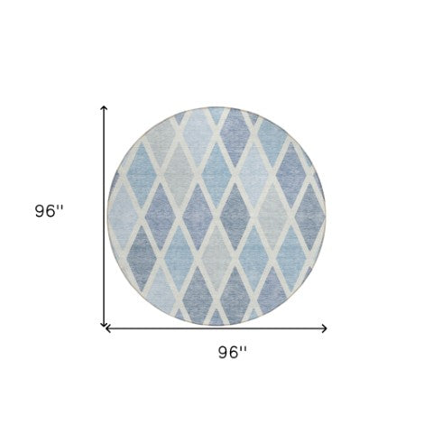 Homeroots 3' Stylish Artichoke Green Beige Ivory Geometric Washable Area Rug For Indoor And Outdoor Use 8' Round Polyester 592337