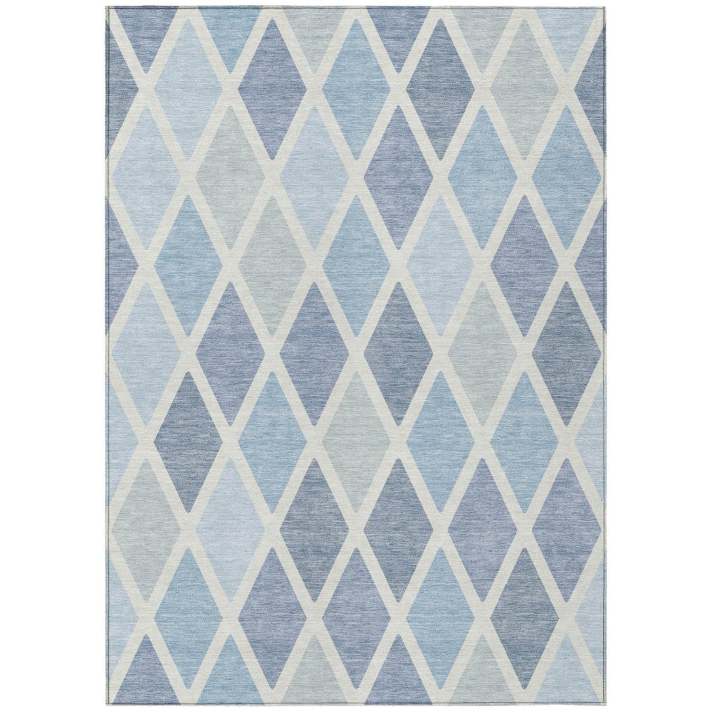 HomeRoots 5' Sky Blue and Ivory Geometric Area Rug – Durable, Washable, Perfect for Indoor and Outdoor Spaces 8' X 10' 592338