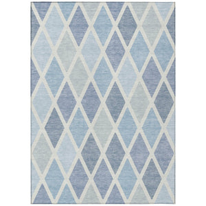 HomeRoots 9' Sky Blue and Ivory Geometric Area Rug – Durable, Washable, Indoor/Outdoor Design for Modern Spaces 9' X 12' 592339