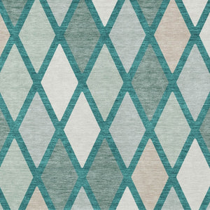 Homeroots 3' Stylish Artichoke Green Beige Ivory Geometric Washable Area Rug For Indoor And Outdoor Use 5' X 8' Polyester 592342