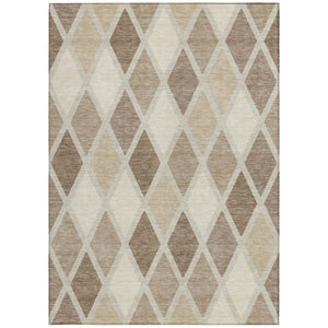 Homeroots 3' Stylish Artichoke Green Beige Ivory Geometric Washable Area Rug For Indoor And Outdoor Use 3' X 5' Polyester 592347
