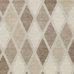 Homeroots 3' Stylish Artichoke Green Beige Ivory Geometric Washable Area Rug For Indoor And Outdoor Use 3' X 5' Polyester 592347