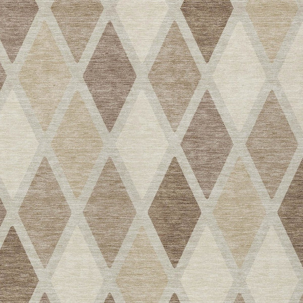 Homeroots 3' Stylish Artichoke Green Beige Ivory Geometric Washable Area Rug For Indoor And Outdoor Use 3' X 5' Polyester 592347