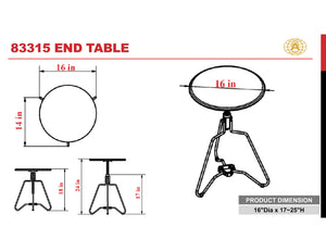English Elm Espresso Round Adjustable Height End Table with Tripod Metal Base, Open Storage Shelf, Versatile Decor Accent (Espresso & Sandy Black) B062P209112