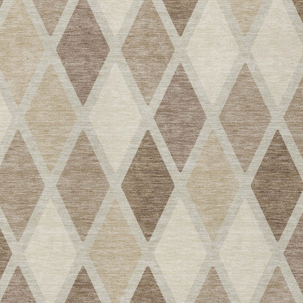 Homeroots 3' Stylish Artichoke Green Beige Ivory Geometric Washable Area Rug For Indoor And Outdoor Use 5' X 8' Polyester 592348