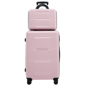 English Elm 6 Piece Hardshell Abs Travel Set with Spinner Wheels Combination Lock and Toiletry Bag Pink N732P391465H