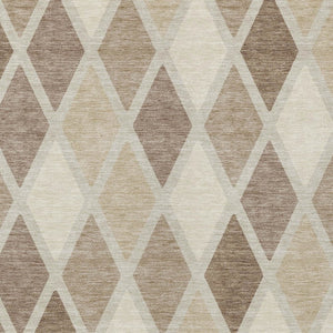 Homeroots 3' Stylish Artichoke Green Beige Ivory Geometric Washable Area Rug For Indoor And Outdoor Use 9' X 12' Polyester 592351