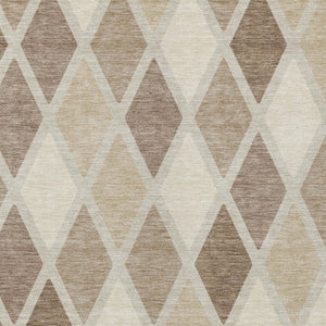 Homeroots 3' Stylish Artichoke Green Beige Ivory Geometric Washable Area Rug For Indoor And Outdoor Use 10' X 14' Polyester 592352