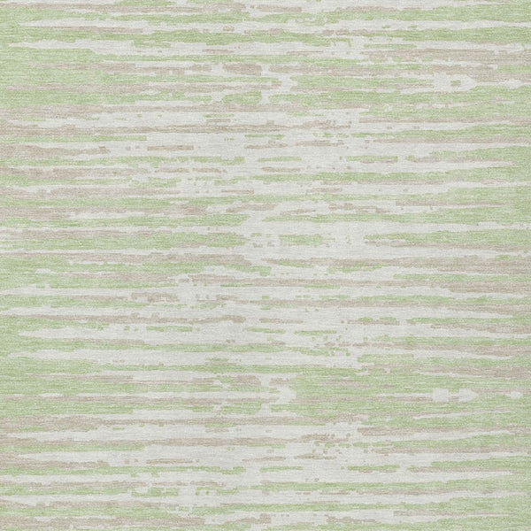 Homeroots 3' Artichoke Green And Ivory Striped Washable Area Rug For Indoor And Outdoor Spaces, Durable Design 3' X 5' Polyester 592353