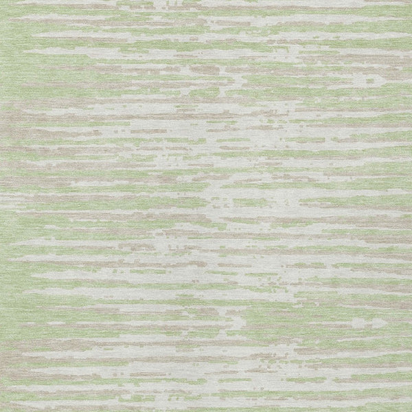 Homeroots 3' Artichoke Green And Ivory Striped Washable Area Rug For Indoor And Outdoor Spaces, Durable Design 8' X 10' Polyester 592356