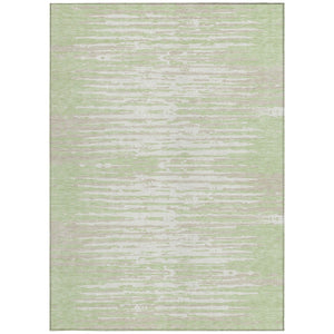 Homeroots 3' Artichoke Green And Ivory Striped Washable Area Rug For Indoor And Outdoor Spaces, Durable Design 9' X 12' Polyester 592357