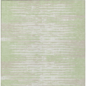 Homeroots 3' Artichoke Green And Ivory Striped Washable Area Rug For Indoor And Outdoor Spaces, Durable Design 9' X 12' Polyester 592357