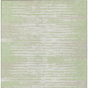 Homeroots 3' Artichoke Green And Ivory Striped Washable Area Rug For Indoor And Outdoor Spaces, Durable Design 10' X 14' Polyester 592358